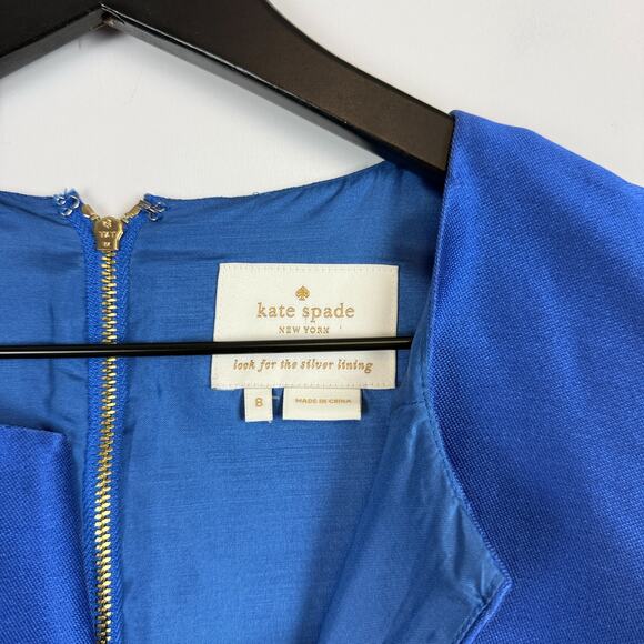 Kate Spade New York Blue Satin Shine Fit & Flare Mini Blue w Pockets - 8 - Picture 4 of 9
